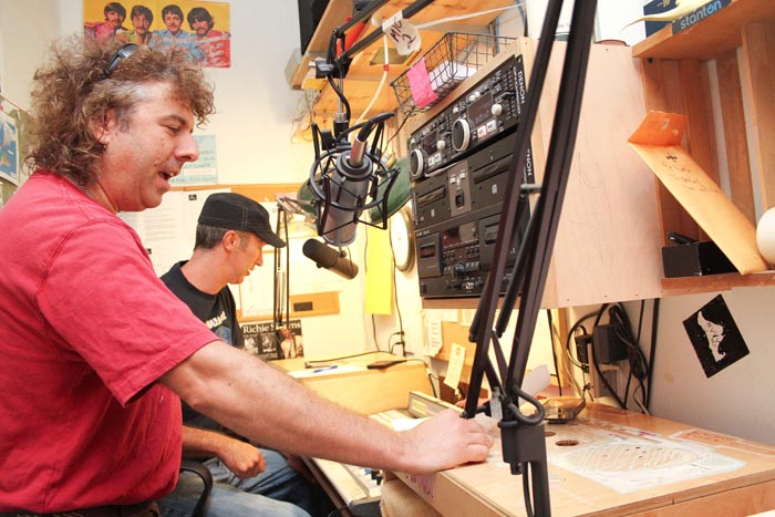 Rick Padilla Keith Bassett radio studio microphone