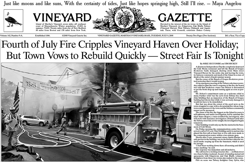 The Vineyard Gazette - Martha's Vineyard News  Gazette Celebrates 175  Years, In Shifting Landscape for Journalism
