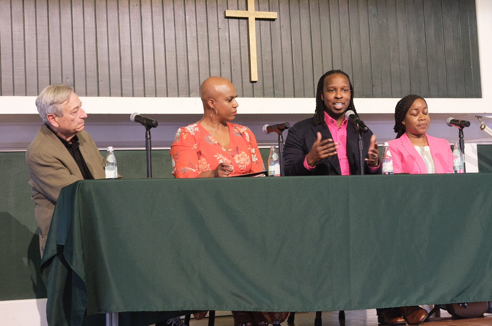 Left to right: Fred Zollo, Ayanna Pressley, Ibram Kendi and Kimberly Atkins-Stohr.