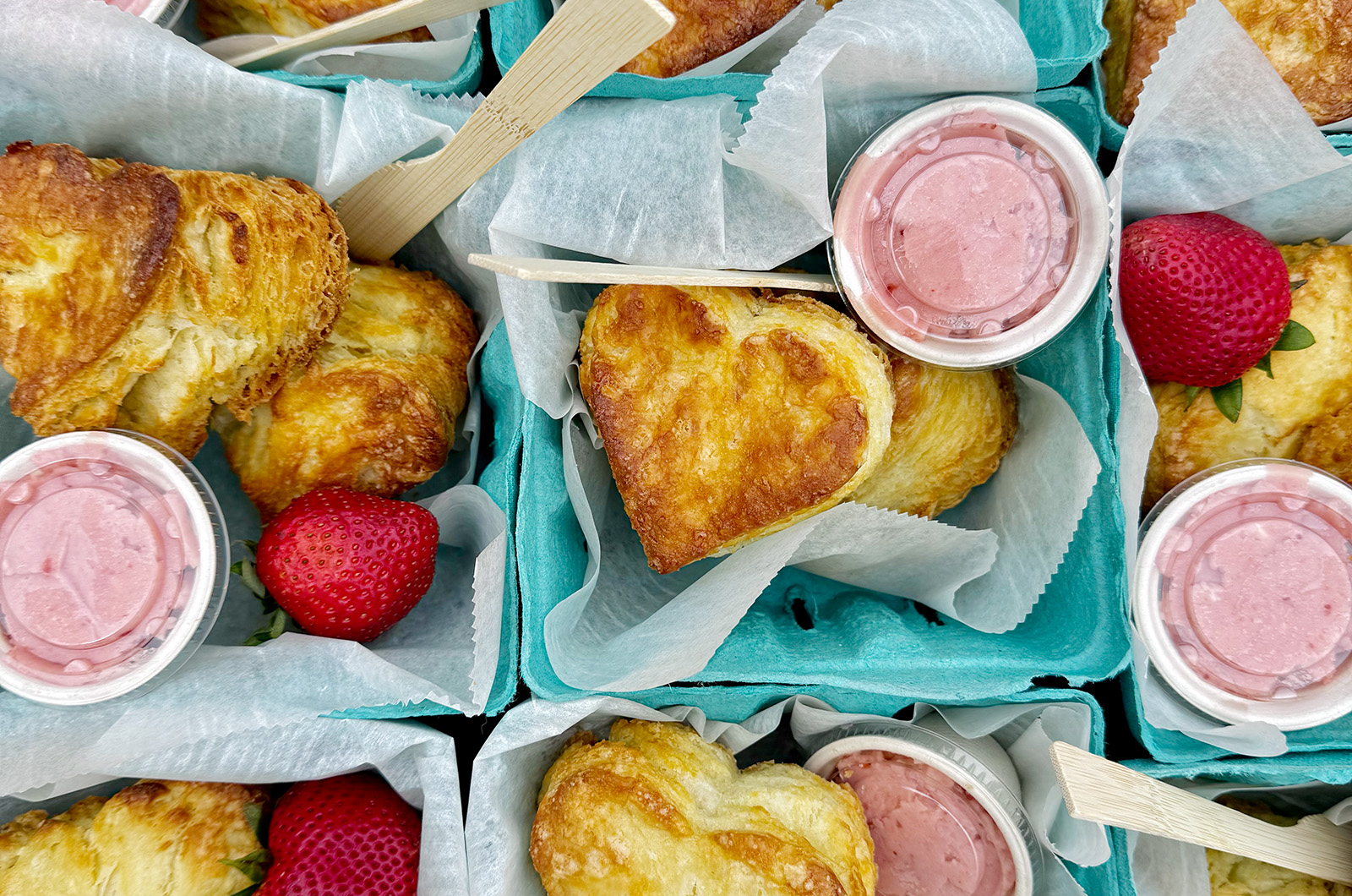 Ms. Wong's heart-shaped biscuits with strawberry butter.