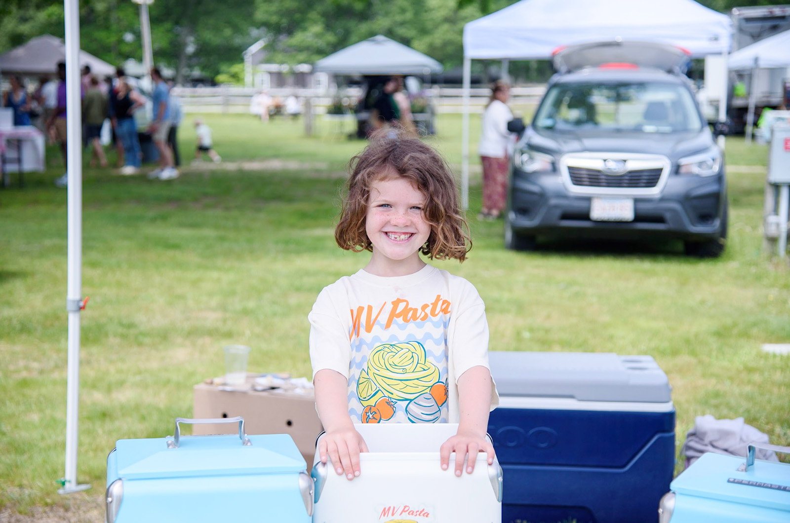 Hazel Leaird is all smiles at the market.