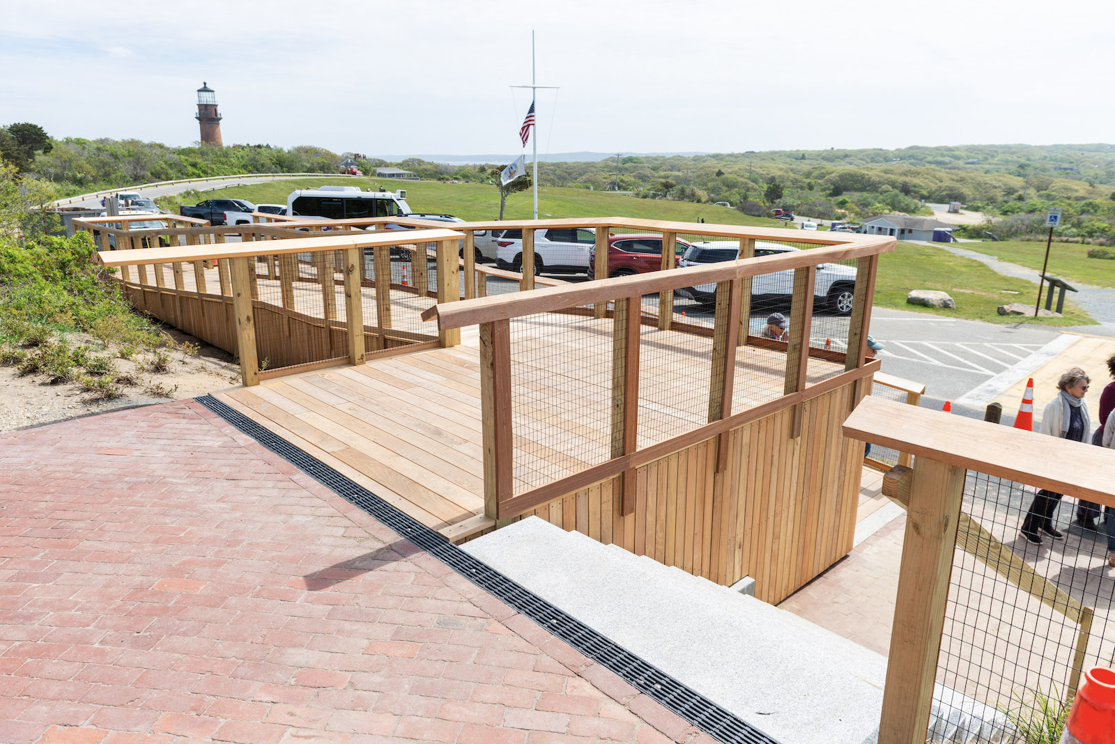New stairs were installed at the cliff shops.