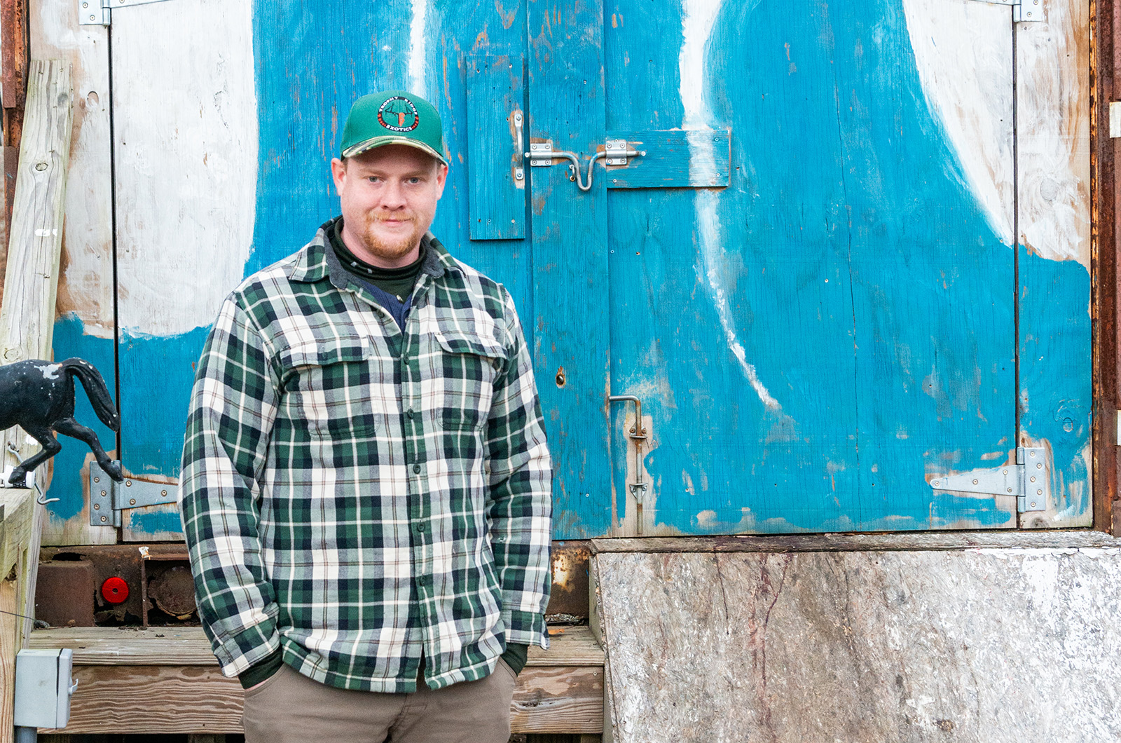 Tick biologist Patrick Roden-Reynolds at the current deer locker.