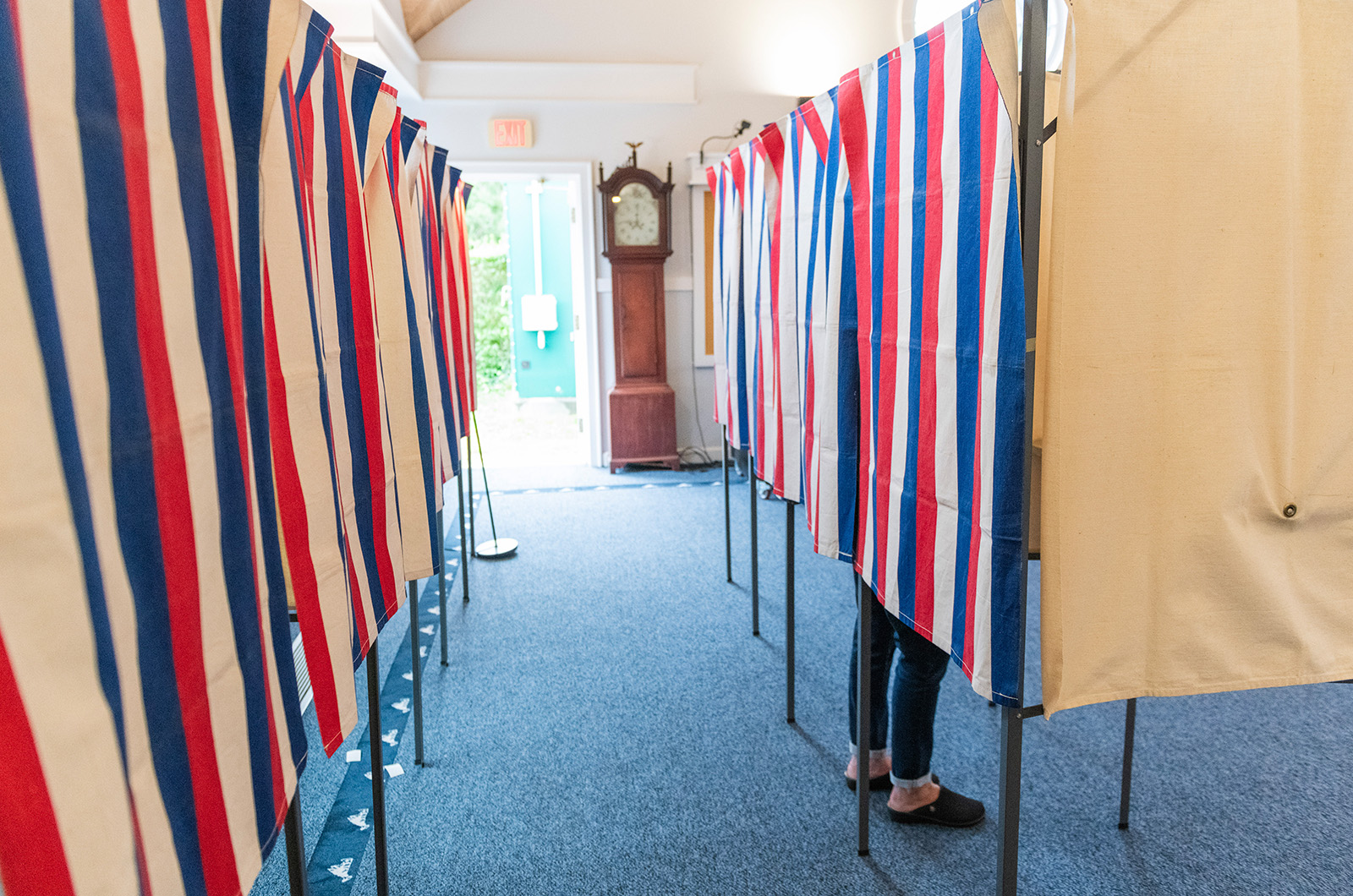 A voter casts their ballot in Edgartown.