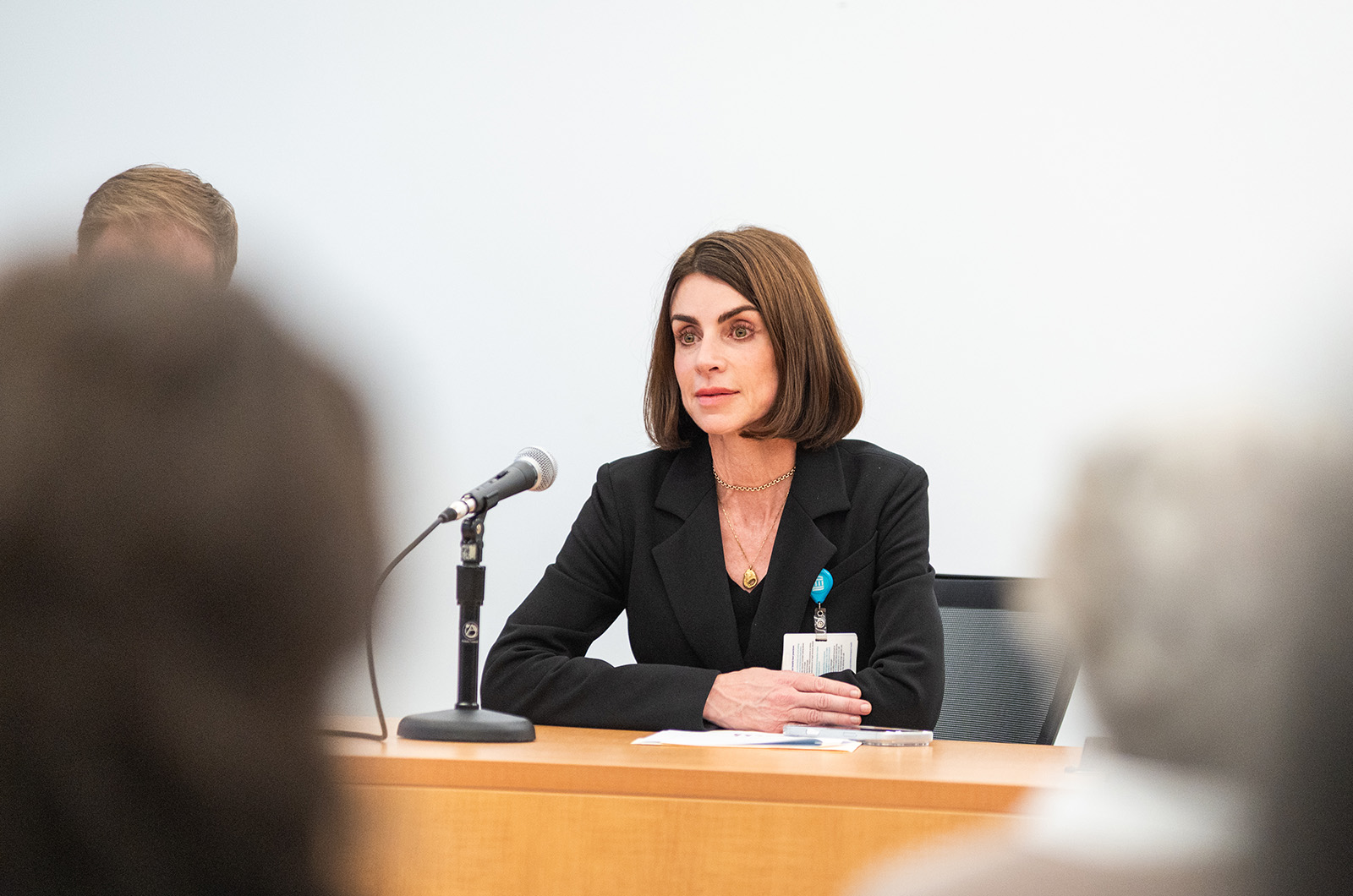 Claire Seguin, pictured here meeting with Islanders at an alpha-gal panel last year.
