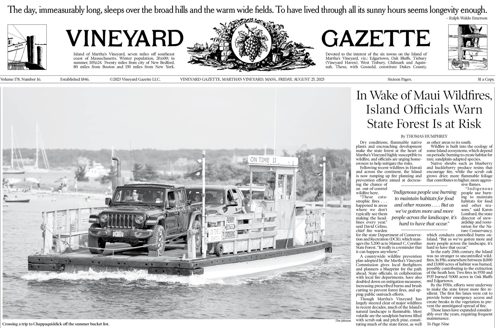 The Vineyard Gazette - Martha's Vineyard News