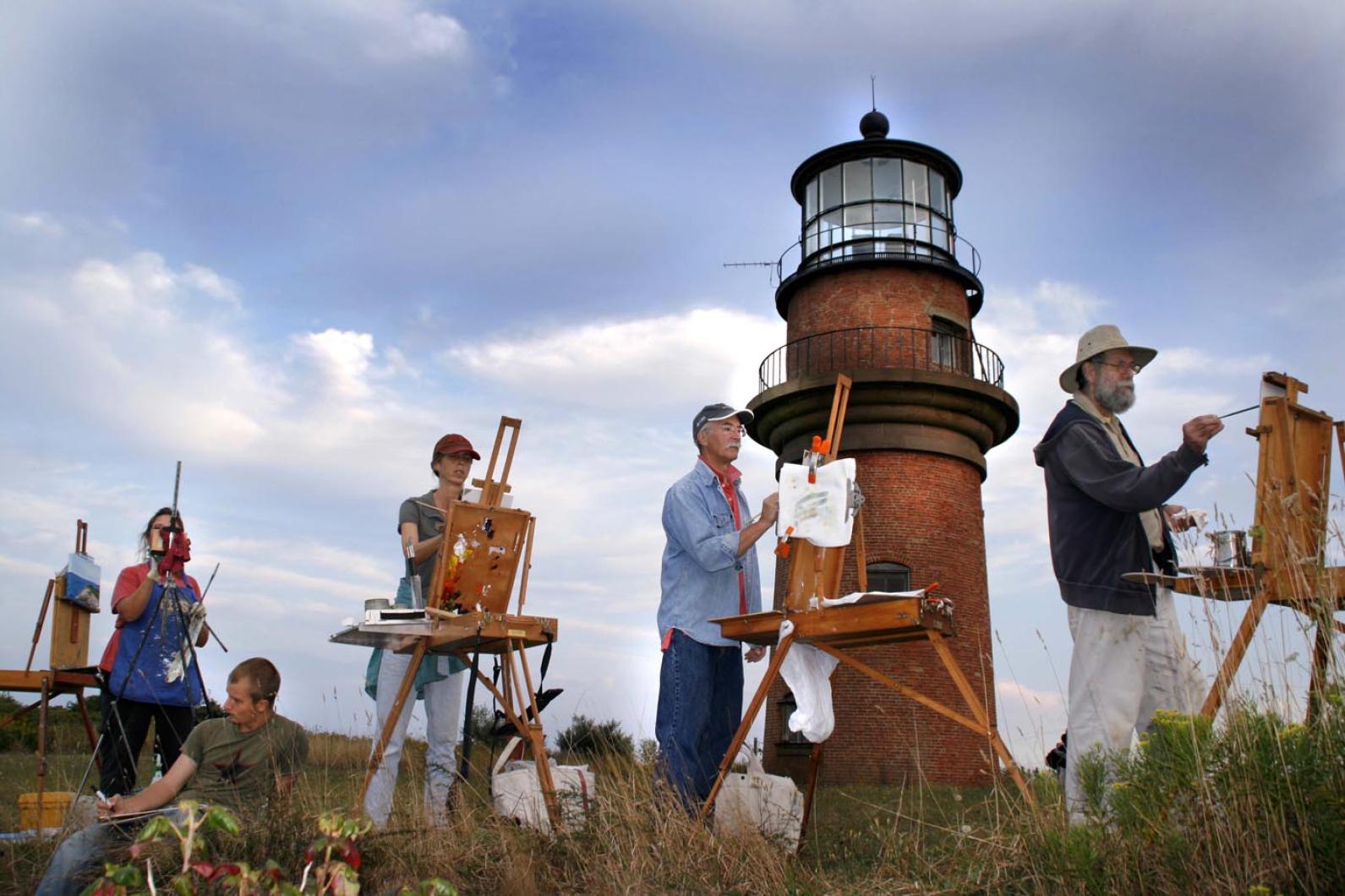 Vineyard artists at lighthouse