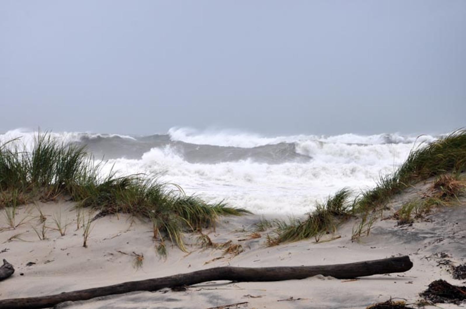 waves storm sand beach