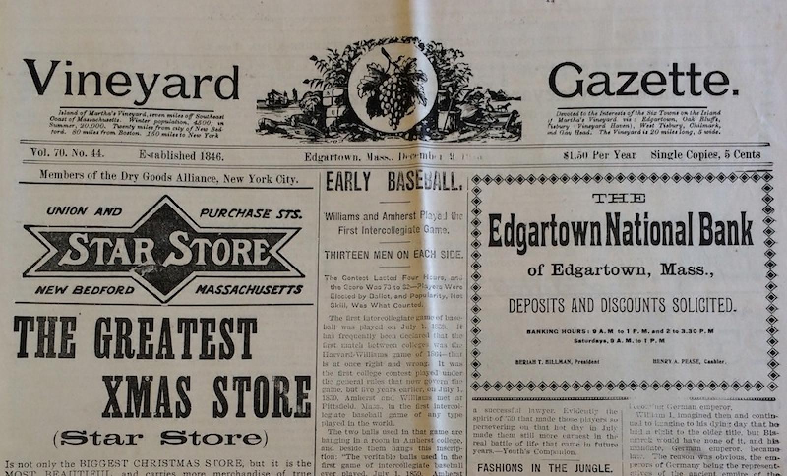 The Vineyard Gazette - Martha's Vineyard News | Vineyard Gazette Turns 169