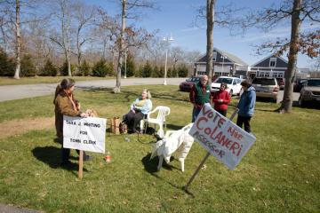 Candidates stump at town election Thursday.