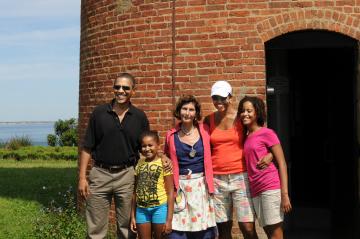 President Obama & family with Joan LeLacheur