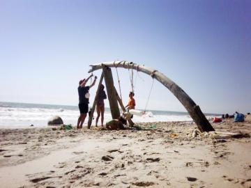 drift wood beach build sculpture