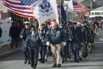 Veterans parade american flag