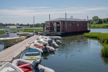 floating workshop in Vineyard Haven Harbor 