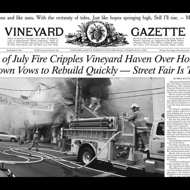 Vineyard Gazette History The Vineyard Gazette Martha #39 s Vineyard News