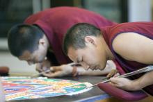 tibetan monks, sand, mandala