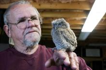 Gus Ben David and screech owlet 