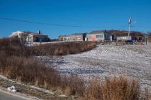Aquinnah shops bathed in ice.