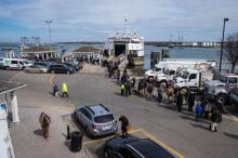 Long line awaiting the next ferry.