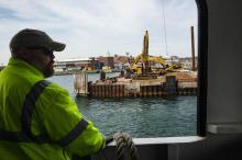 Woods Hole terminal construction up close.