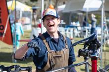 Jon Malone (Esgartown Bicycles) was repairing bikes at the start area.