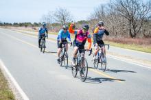 Pushing hard against the wind on Herring Creek Road in Katama.