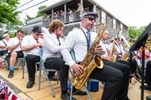 The Vineyard Haven Band gets the crowd in the mood.