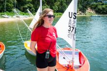 Edie Thorp helps organize activities on the water.