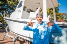 Carmelo Torres with his new boat.
