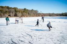 Pond hockey is fun for young and not so young.
