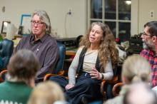 Suzan Bellincampi (middle) discusses her approach to the "All Outdoors" column.