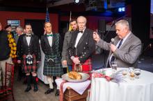Alan Reekie reads "Ode tae a haggis."