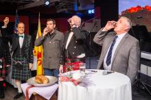 A toast is drank to the haggis.