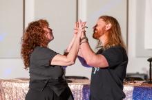 Shelagh Hackett and Mac Young declare a truce.
