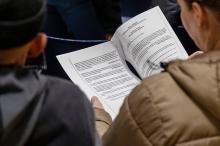 Reading the West Tisbury warrant.