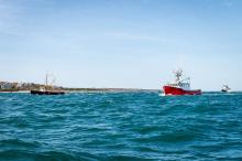 Little Lady with her escort vessels following.