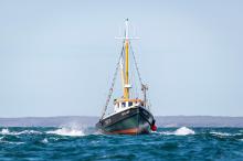 Little Lady rounds West Chop on her way from Menemsha to Vineyard Haven.