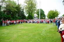 Tisbury School students gather at Owen Park.