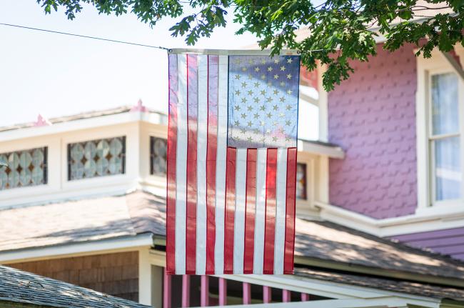 Old glory is flying around the Island today.