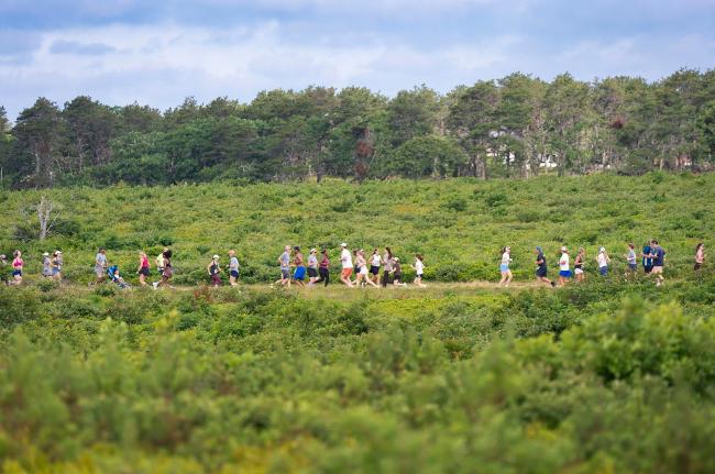 Runners raced five miles from Wasque to the Chappy ferry.