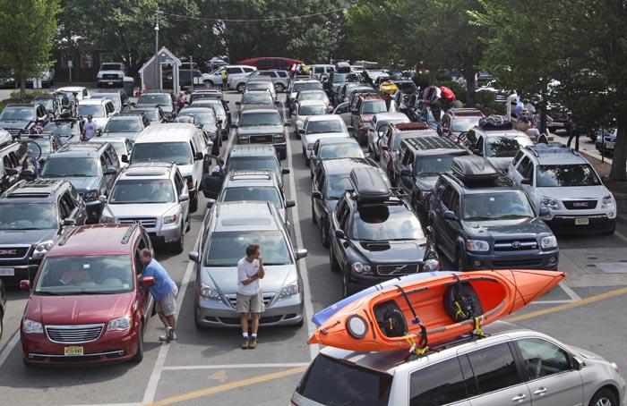 parking lot traffic cars kayak