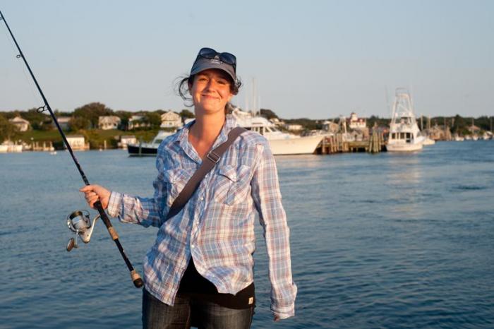Farmer, Amy Vickers fishes