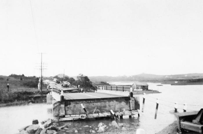 Damage to Quitsa Bridge by Hurricane Carol 
