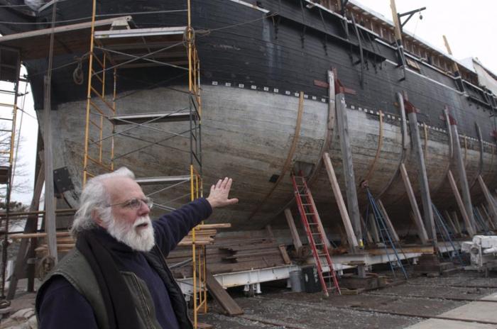 Quentin Snediker, director of the Henry B. duPont Preservation Shipyard at Mystic Seaport. Mystic started an extensive restoration of the Morgan in 2008.