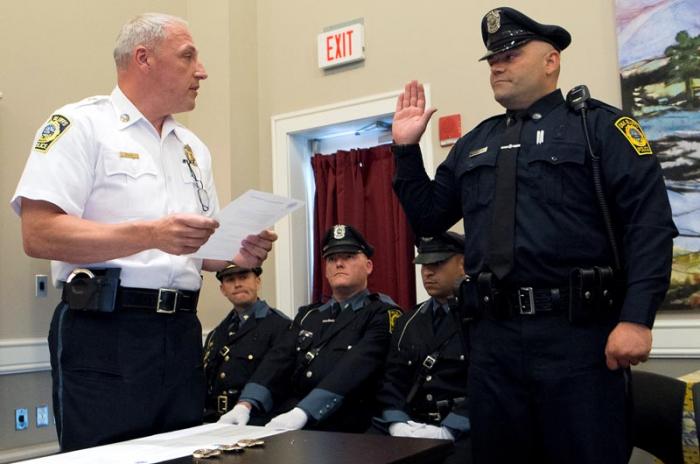 New Oak Bluffs Officer Jason Marathas was involved in a rescue last summer at Oak Bluffs harbor.