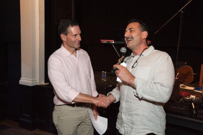 Mark Snider (left), the Edgartown businessman who led the theatre revivals, and Richard Paradise, executive director of the Martha's Vineyard Film Society which will operate the theatres.