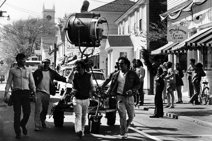 A different sort of parade down Main street, Edgartown. Crews worked all day, every day.