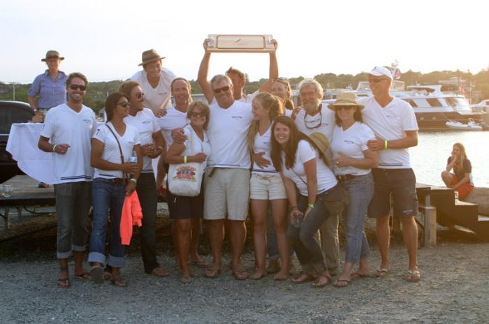A local crew helped sail the 65-foot wooden sloop The Blue Peter to victory. The boat is owned by Matthew Barker of the United Kingdom.