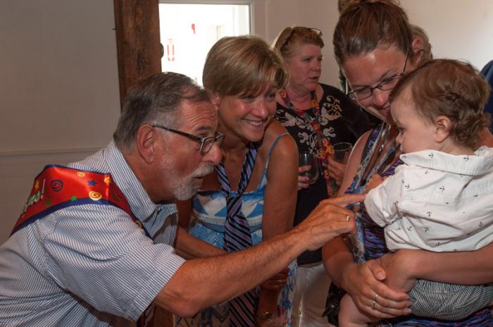 As a nod to his career as a kindergarten teacher, each table Saturday had a set of blocks.