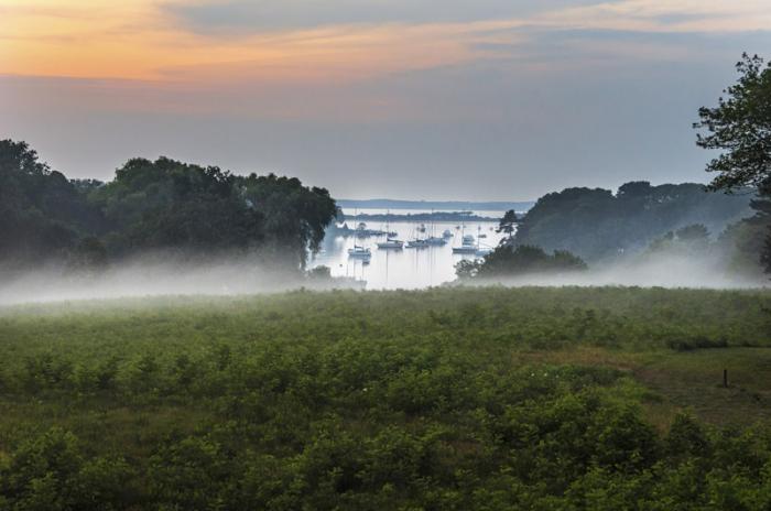 Lake Tashmoo overlook, familiar view to passing motorists on State Road in Vineyard Haven.